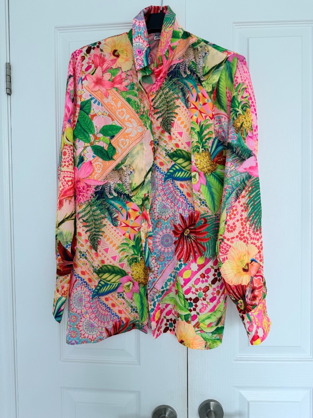 Vibrant tropical print bathing suit cover up